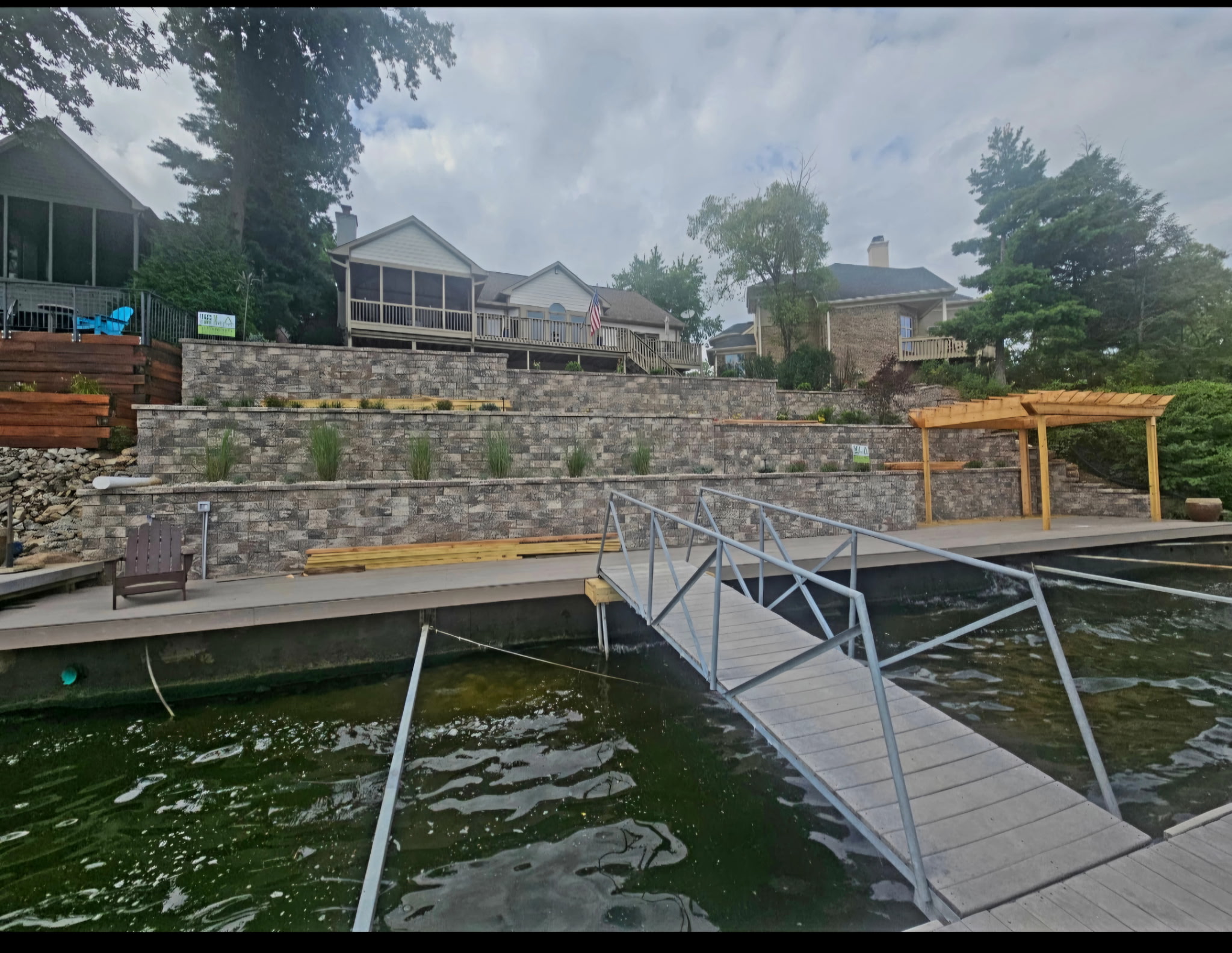 Lakeside seawall & pergola